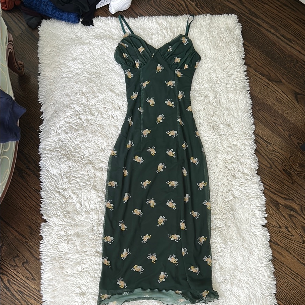 Urban Outfitters Green and Yellow Midi Dress